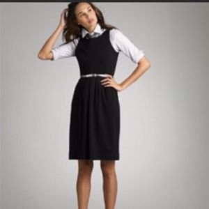 J. Crew Black Pleated Sleeveless Wool ALine Dress